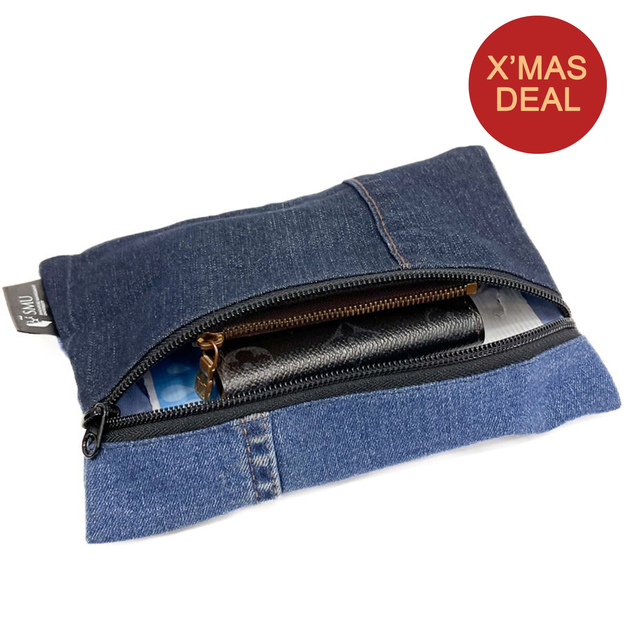 Recycled Denim Pouch with Zip